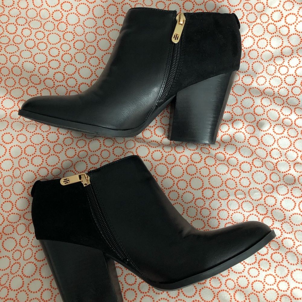 Tommy Hilfiger Black Leather Booties